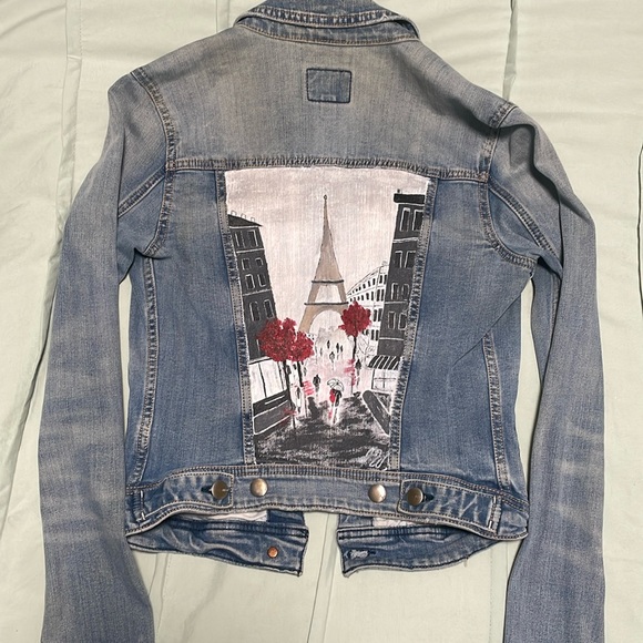 One of a kind Hand Painted AE Jean Jacket! - Picture 1 of 3